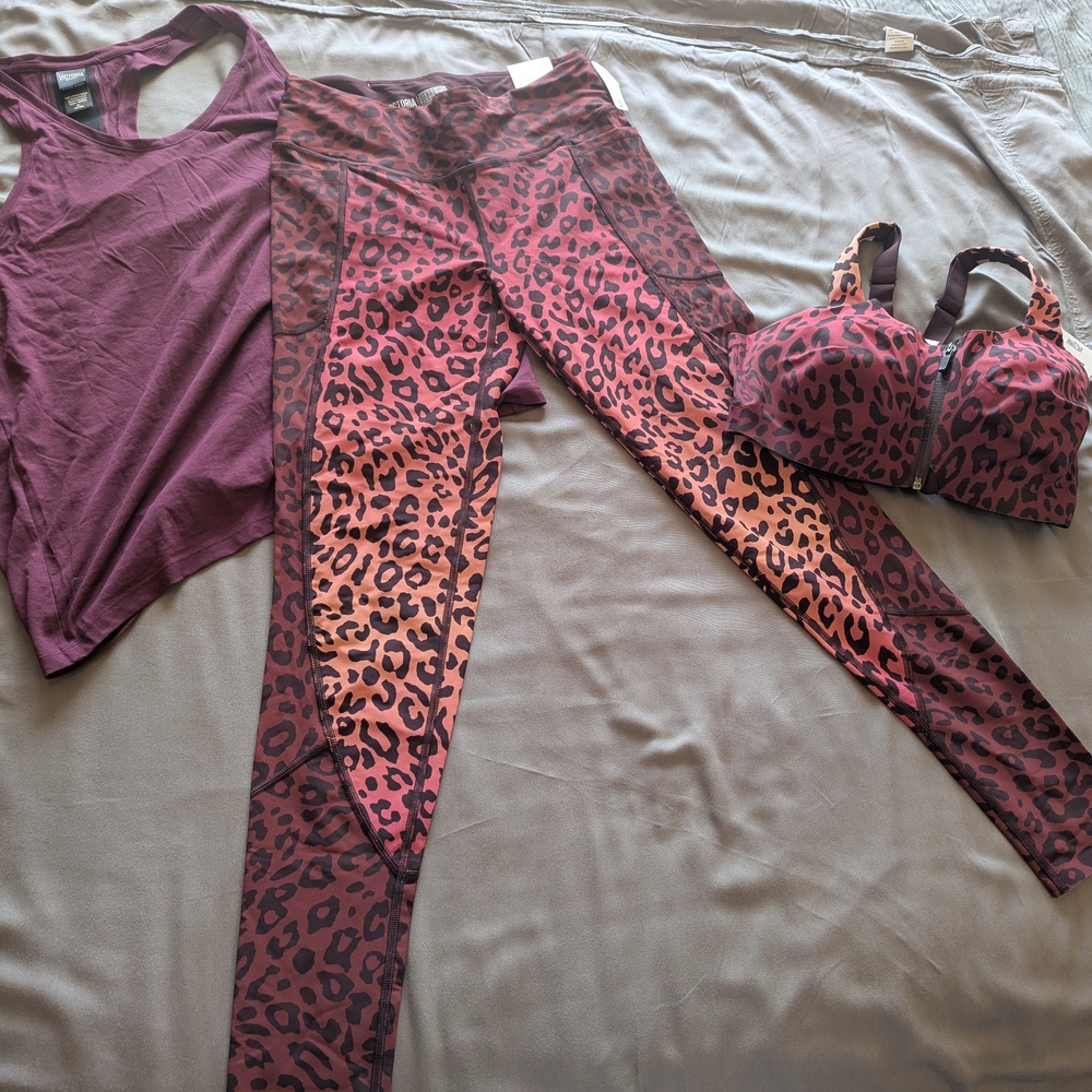 Purple and Leopard Print Activewear Set